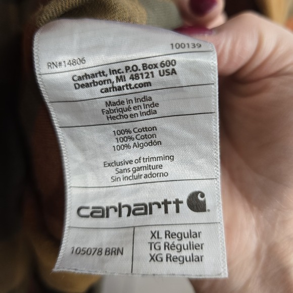 Carhartt Heavyweight Flannel Shirt Mens XL Orange Plaid 100% Cotton Button‎ Up - Picture 6 of 7